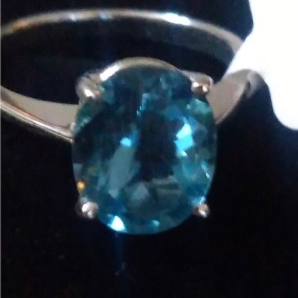 White gold 14 K 1.5 C topaz real Gold not played but solid gold size 6.5 - Picture 3 of 5